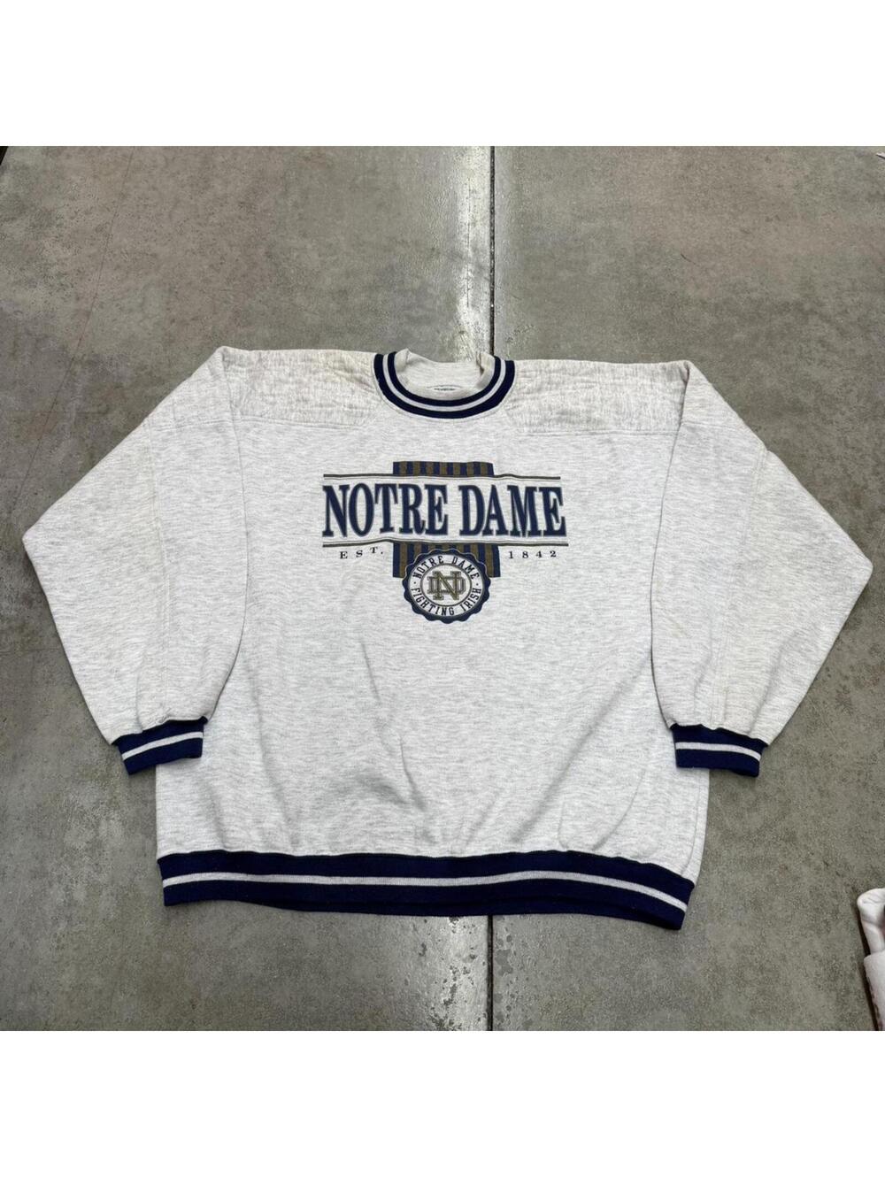 vintage university of notre dame collegiate grey crewneck size xl